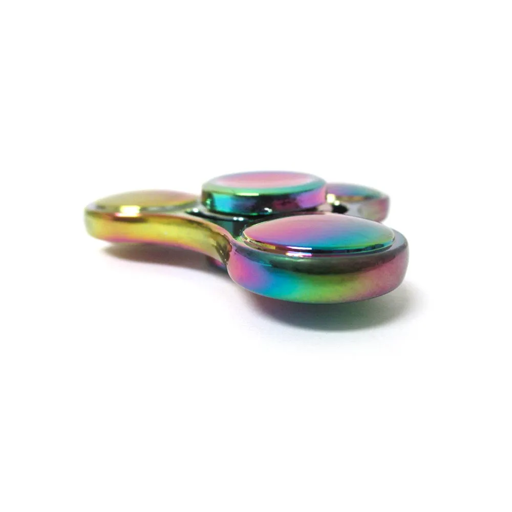 1 Metal Gyro Tri-Spinner Fidget Quality EDC Finger Spinner Focus ADHD Rainbow