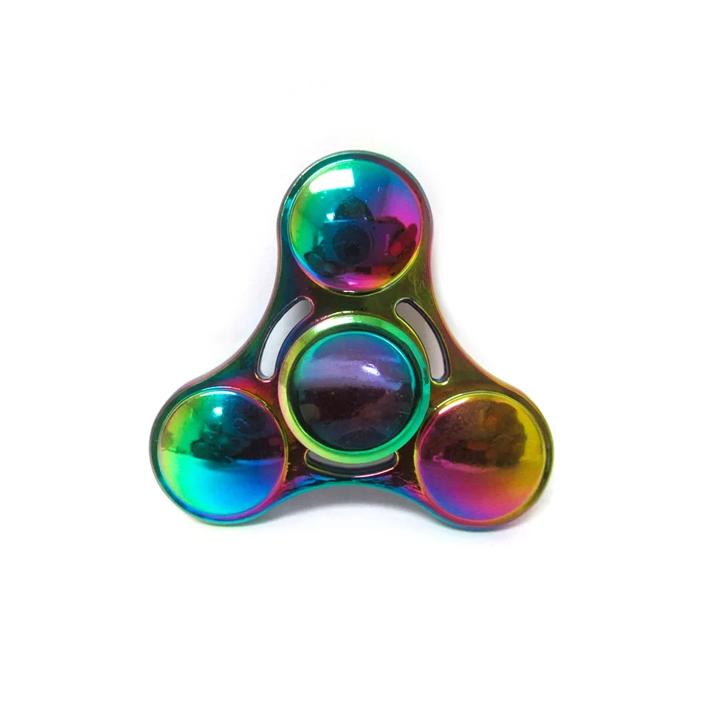 1 Metal Gyro Tri-Spinner Fidget Quality EDC Finger Spinner Focus ADHD Rainbow