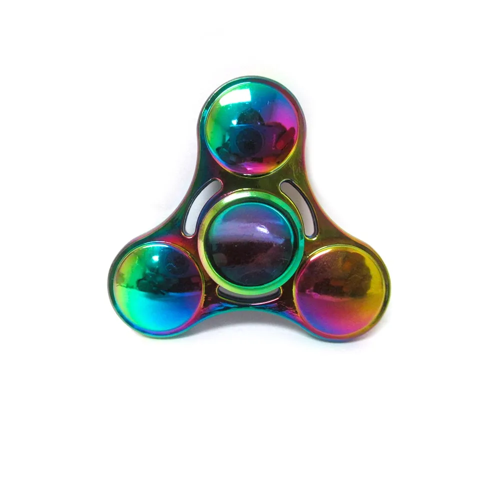1 Metal Gyro Tri-Spinner Fidget Quality EDC Finger Spinner Focus ADHD Rainbow