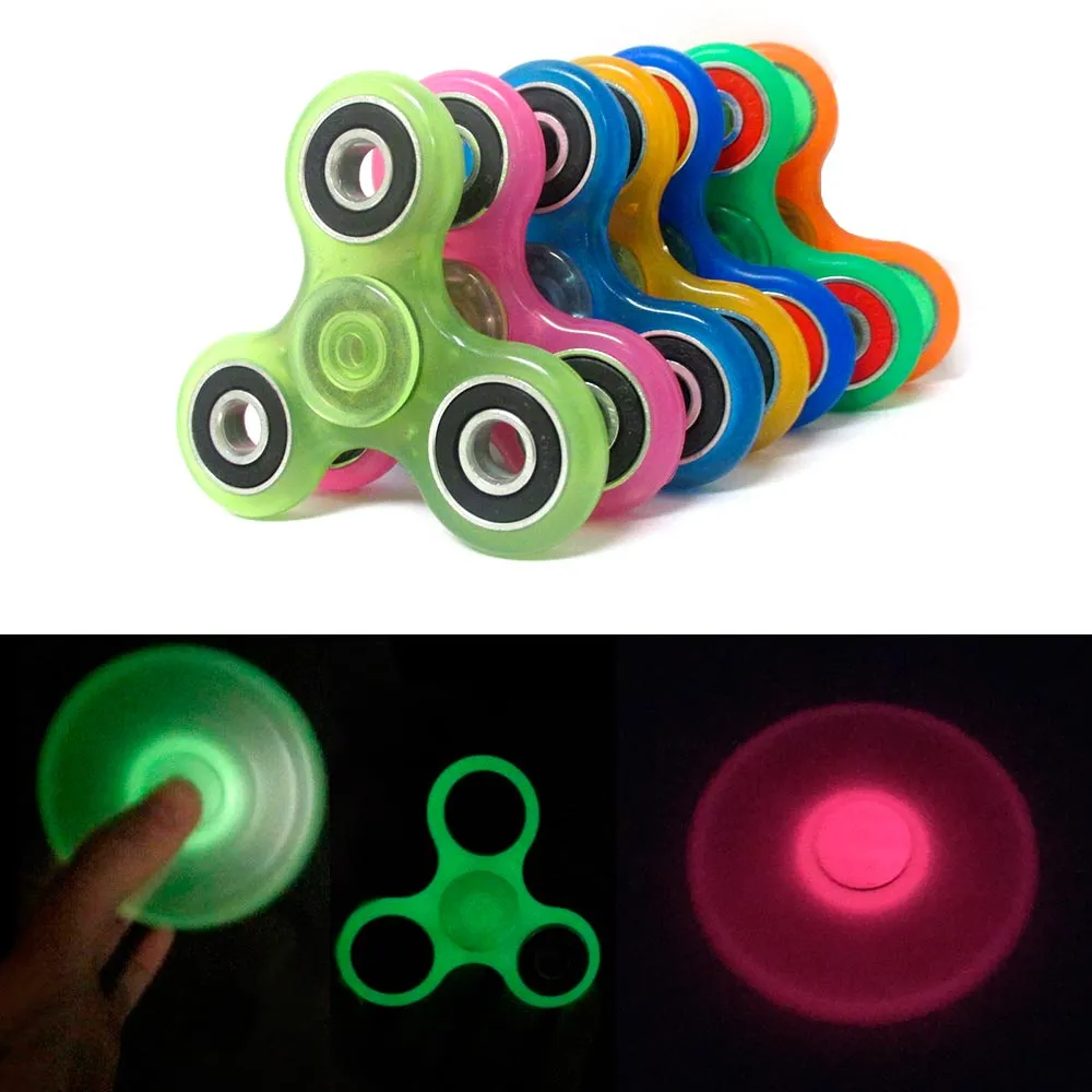 1 Tri-Spinner Fidget Glow In Dark Spin Toy EDC Hand Finger Spinner Focus ADHD