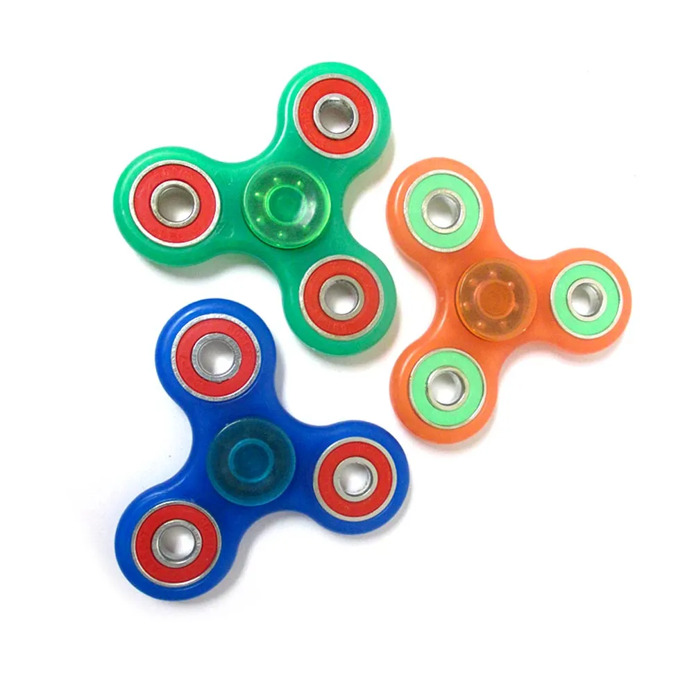 1 Tri-Spinner Fidget Glow In Dark Spin Toy EDC Hand Finger Spinner Focus ADHD
