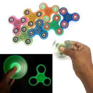 12 Fidget Hand Spinner Toy Anxiety Stress Relief Focus Glow In The Dark Metallic
