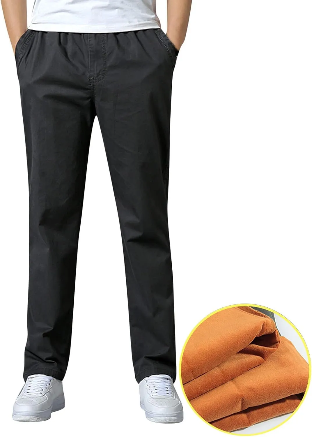 Cargo Pants for Men,Mens Pants with Pockets Cargo Joggers Fleece Sweatpants Casual Pant Chino Slim Fit Trousers