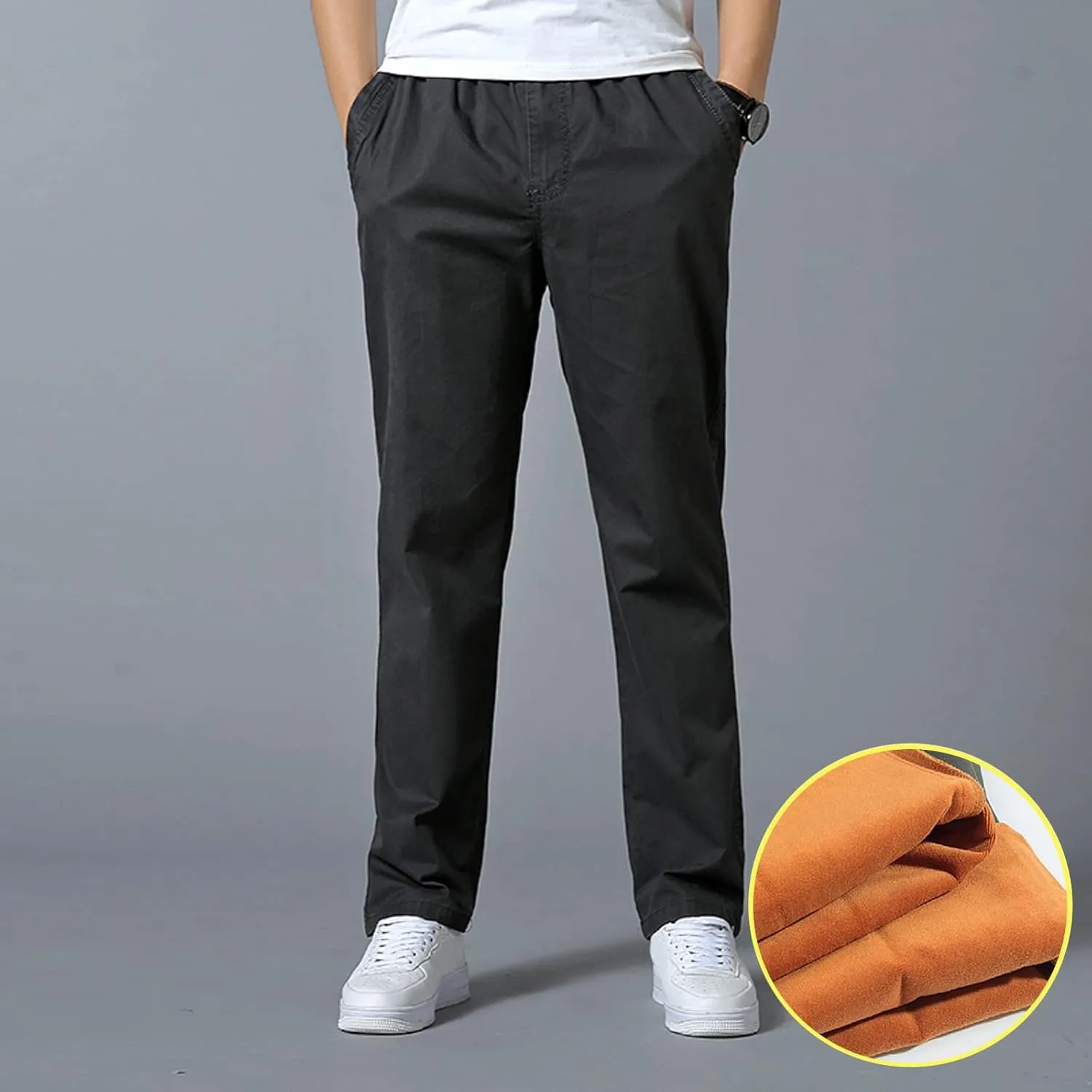 Cargo Pants for Men,Mens Pants with Pockets Cargo Joggers Fleece Sweatpants Casual Pant Chino Slim Fit Trousers
