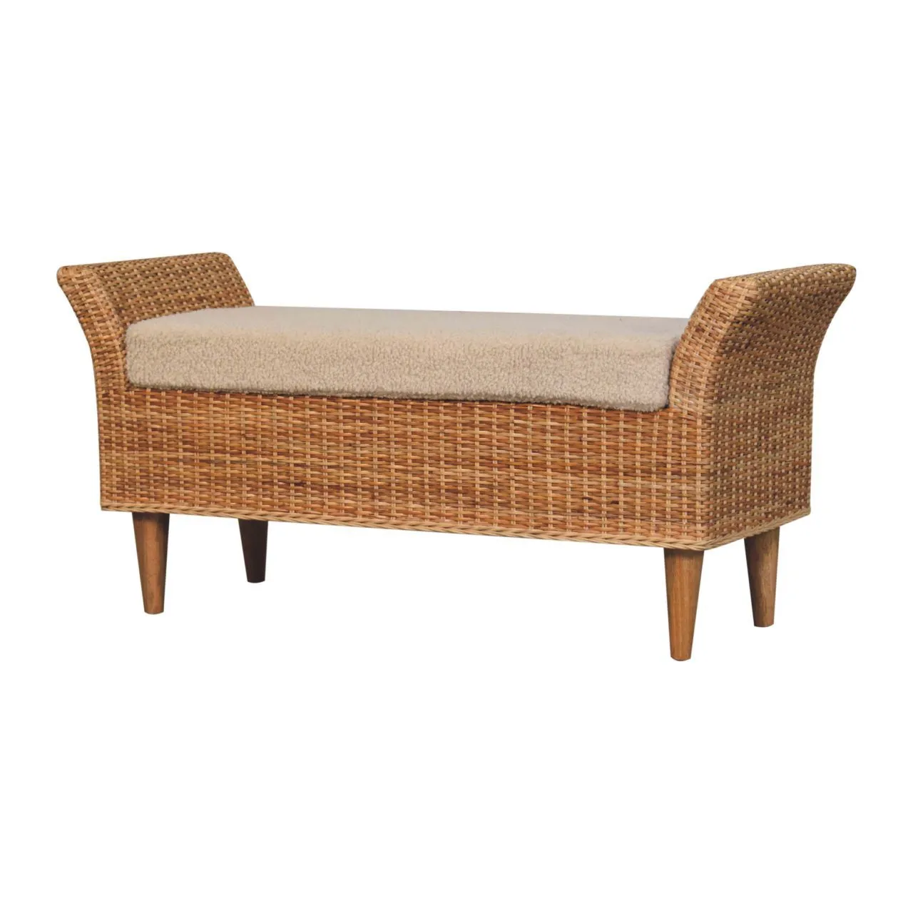 Couch.com Riviera Woven Bench Oak, Durable Design, Modern Style, Wood Construction, Light Brown Finish by Couch.com