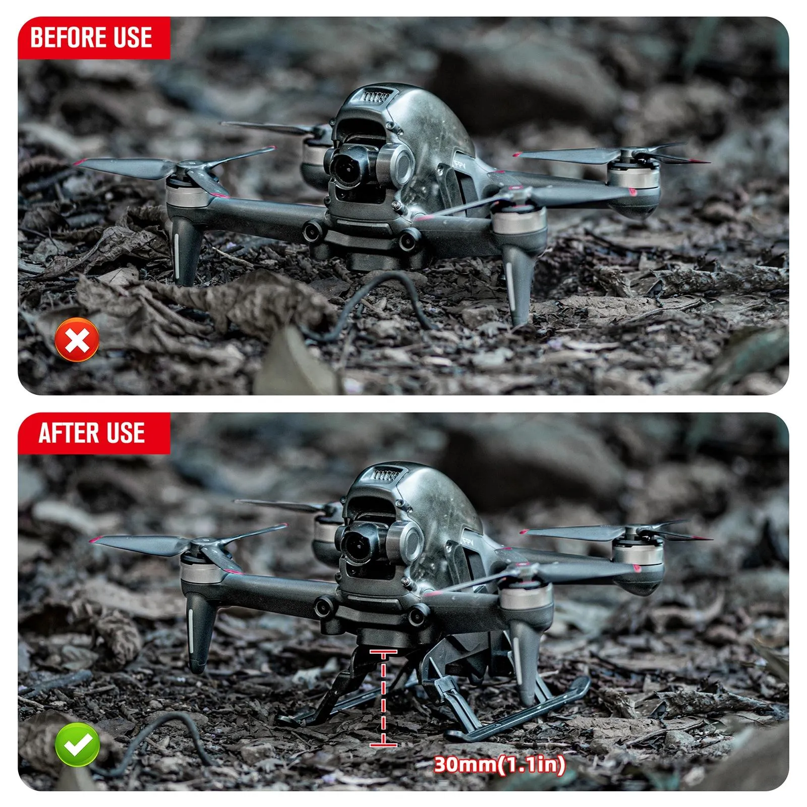Foldable Quick Release Landing Gear for Dji Fpv - Heightened