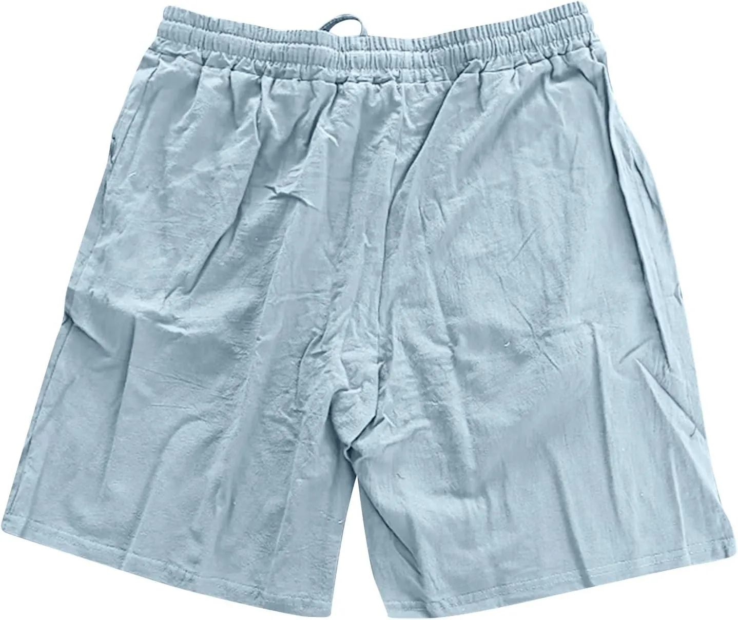 Men's Linen Shorts Casual Elastic Waist Drawstring 2025 Summer Beach Shorts