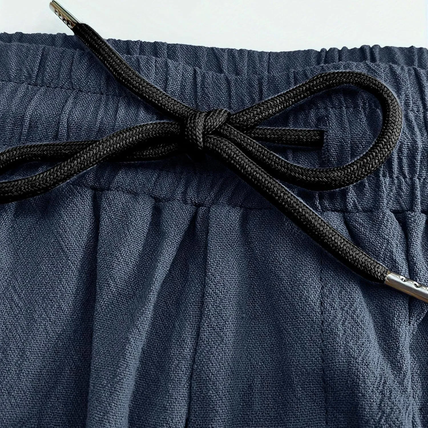 Muscularfit Mens Cotton Linen Shorts Casual Fashion Solid Drawstring Elastic Waist Shorts Summer Outdoor Vacation Beach Pants