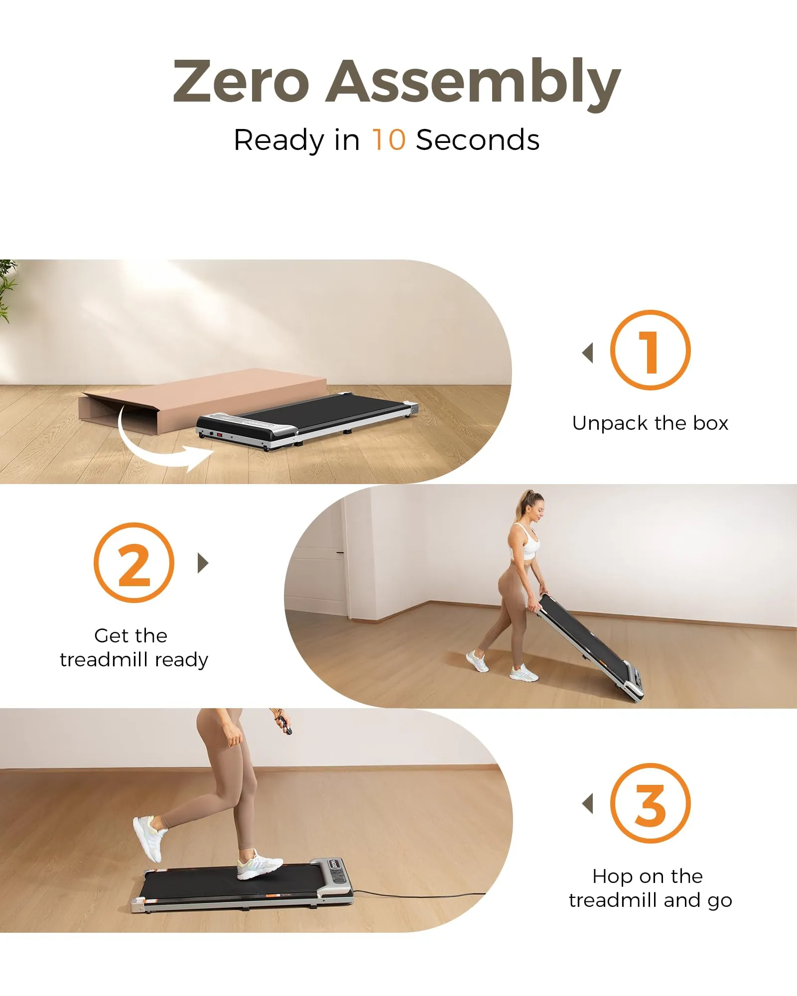 Yagud Under Desk Treadmill, Walking Pad for Home and Office, 2.5 HP Portable Walking Jogging Running Machine with Remote Control and LED Display, Sliver